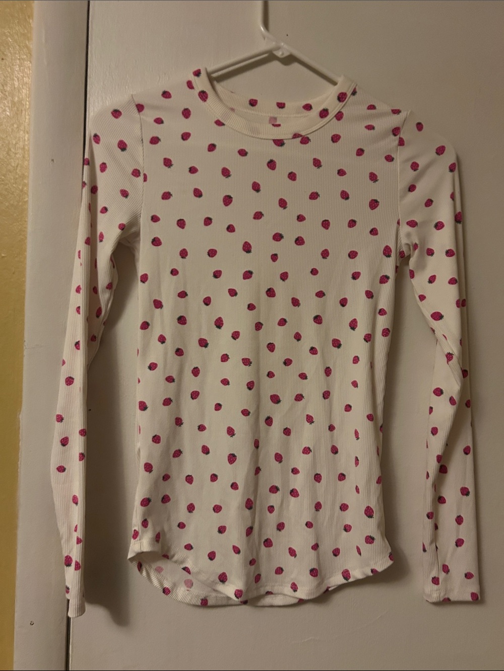 No Boundaries White Long-Sleeve Top with Pink Dot Print